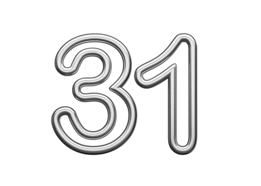 31. madde Gümüş Metalik Beyaz Arkaplan 3B Görüntü