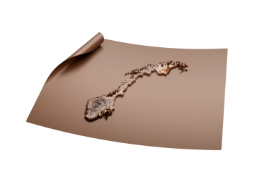 Kahverengi Haritalı Norveç 'in Klasik Haritası Kağıt Sayfa 3d İllüstrasyon