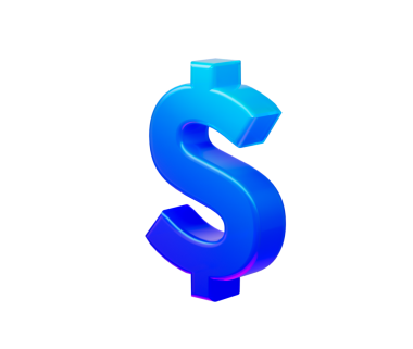 Canlı mavi 3D dolar işareti finans, zenginlik ve küresel ekonomiyi simgeliyor. 3d illüstrasyon