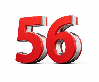 Kalın Kırmızı Numara 56 Beyaz Arkaplanda Metalik Görüntü