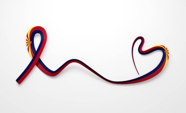 Kalp şeklinde kurdele, Arizona bayrağı renkleriyle ulusal aşkı ve gururu sembolize ediyor. 3B Görüntü