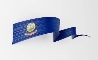 3D Idaho eyalet bayrağı canlı bir kurdele olarak tasvir edildi. 3B illüstrasyon