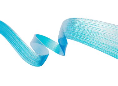 Şeffaf mavi kurdele akışı zarif ve soyut bir grafik elementi. 3B illüstrasyon