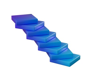 Beyaz bloklardan oluşan soyut bir üç boyutlu merdiven, dinamik ve geometrik bir yapı oluşturuyor. 3d illüstrasyon