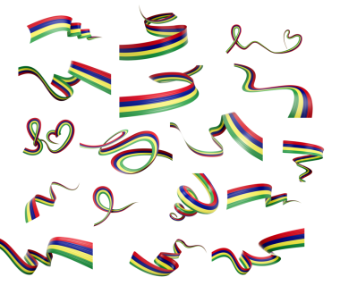 Mauritius Dalgalı Soyut Kurdele Bayraklarının Farklı Tarzı 3D Görüntü