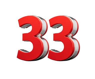 Kalın Kırmızı 33 numara Metalik Arkaplan 3D Görüntü