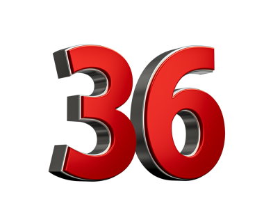 Kalın Kırmızı 36 numara Parlak Metalik Beyaz Arkaplan 3D Görüntü