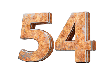 Elli dört numara eski paslı demir metal desenli üç boyutlu resimden yapılmış 54 basamak.