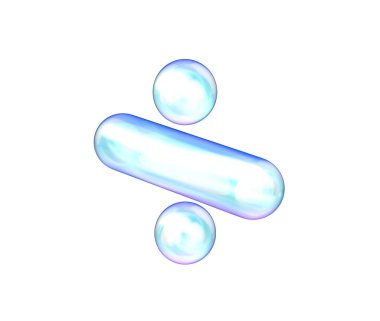 Mavi ve beyaz gradyanı, yumuşak yansımaları ve derinliği olan 3 boyutlu parlak bölme sembolü. 3B Görüntü