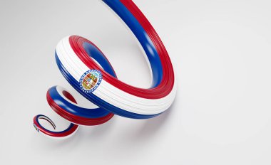 Missouri eyaleti bayrağı, beyaz bir spiral şeritte üç boyutlu canlı bir şerit olarak yapıldı. 3B illüstrasyon