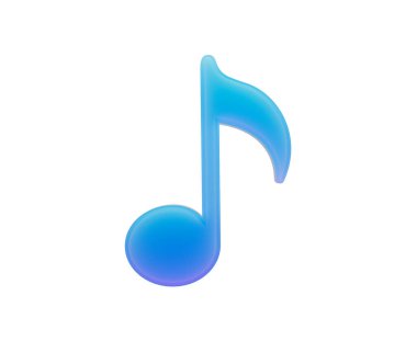 Müzik ve 3D İllüstrasyon 'u temsil eden, gradyan bir kapağı olan stilize edilmiş bir mavi nota simgesi.