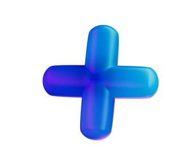 3 boyutlu mavi artı işareti, parlak, eğimli, pürüzsüz kenarlı, yuvarlak kenarlı. 3B Görüntü