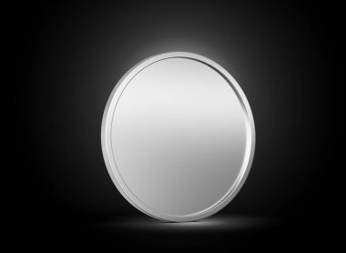 3d Silver Shiny Rounded Coin Isolated On dark Background 3d Illustration