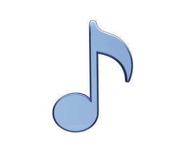 3D Glossy koyu mavi müzik nota simgesi, modern görünümlü, müziği ve 3D ses resimlerini temsil eden