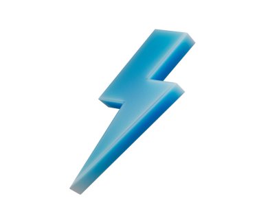 Pürüzsüz, modern ve heyecan verici görünümlü parıldayan bir 3D yıldırım simgesi. 3d illüstrasyon