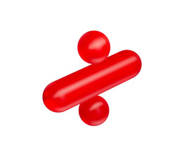 3 boyutlu parlak kırmızı bölme sembolü, parlak ve modern yansıtıcı bir görünüme sahip. 3d illüstrasyon