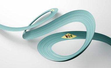 Delaware bayrak renginde 3 boyutlu dalgalı kurdele, ulusal gurur ve zarafetle akıyor. 3B Görüntü