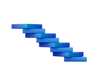 Beyaz bloklardan oluşan soyut bir üç boyutlu merdiven, dinamik ve geometrik bir yapı oluşturuyor. 3d illüstrasyon