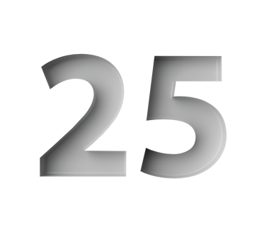 Parlak beyaz, 25 numara. Gizli gölgesi olan 25 numara. Gri arkaplanda kabartmalı.