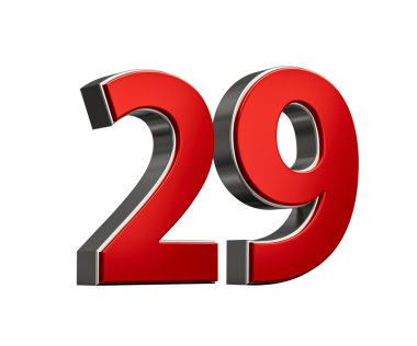 Kalın Kırmızı 29 numara Parlak Metalik Beyaz Arkaplan 3D Görüntü