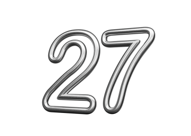 27 numara Gümüş Metalik Beyaz Arkaplan 3D Görüntü