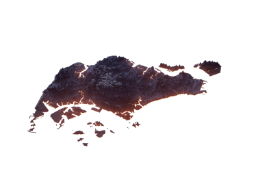 Aydınlatılmış Singapur Veri Haritası Coğrafi Özellikleri Vurguluyor Neon Işıklı 3B Görüntü