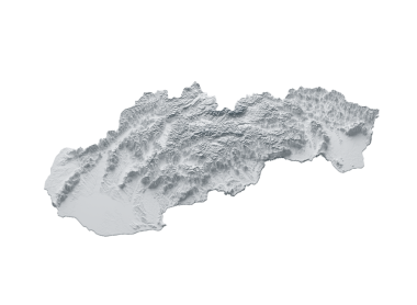 Karlı Slovakya Haritası Beyaz ve Gri Gölgeli Yardım Yapısı. 3B illüstrasyon