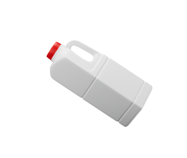 Kırmızı kapaklı beyaz plastik süt şişesi, süt ve ambalaj için ideal, 3D resim