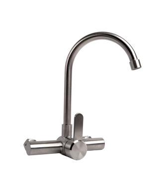 Modern fırçalanmış paslanmaz çelik mutfak musluğu, izole edilmiş...