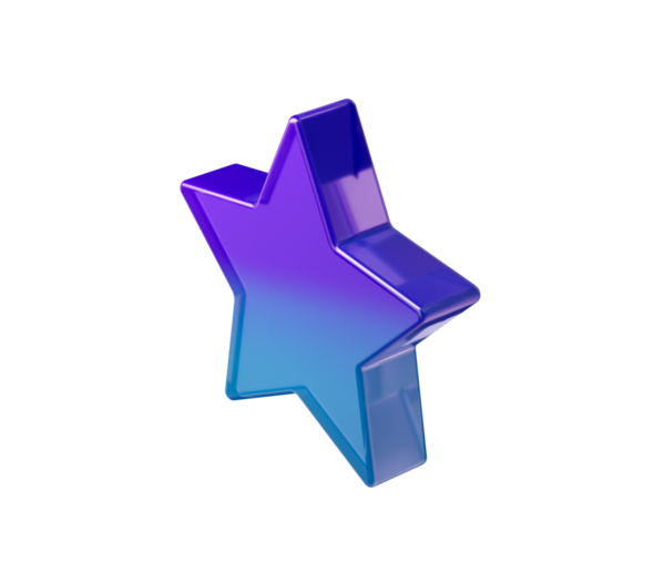 Derecelendirme başarıları ve başarı ödülleri için canlı gradyan 3D yıldız ikonu. 3d illüstrasyon