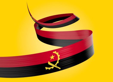 Angola 'nın 3d Bayrağı 3d Parlak Dalgalanan Bayrak Kurdelesi Gök Mavisi Arkaplanda İzole Edildi 3d Görüntü