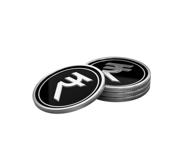 Koyu bir zemin üzerine istiflenmiş gümüş Hint paraları, finansı temsil ediyor..