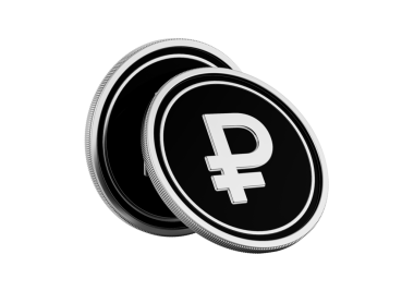 Parlak gümüş Rus Rublesi, finans ve ekonomiyi sembolize ediyor.