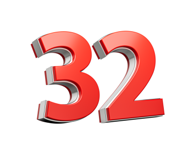 Kalın Kırmızı 32 numara Metalik Arkaplan 3D Görüntü