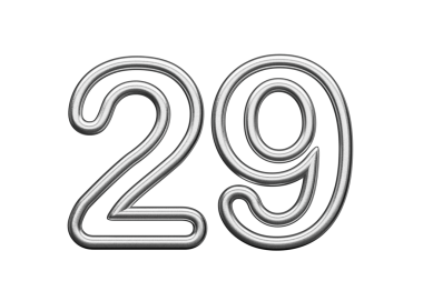 29 numara Gümüş Metalik Beyaz Arkaplan 3D Görüntü