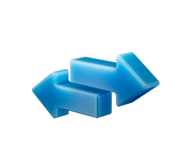 3D Mavi oklar ticareti, senkronizasyonu, transferi ve dijital bağlantıyı simgeliyor. 3d illüstrasyon