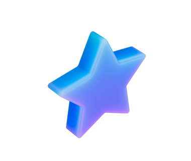 Canlı 3D yıldız simgesi, gradyan mavi ve mor, parlak, modern tasarım. 3d illüstrasyon