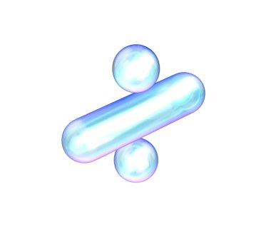 Mavi ve beyaz gradyanı, yumuşak yansımaları ve derinliği olan 3 boyutlu parlak bölme sembolü. 3B Görüntü