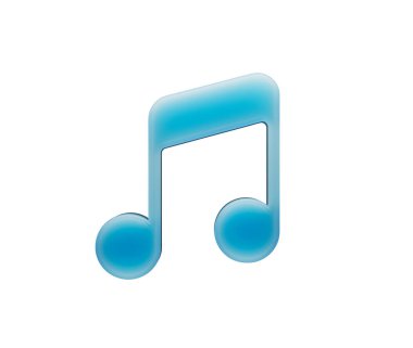 Pürüzsüz çift titreşimli ve yumuşak parıltılı 3D mavi nota simgesi, 3D Illustration.