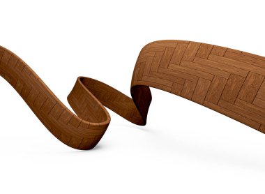 Parke desenli zarif ahşap kurdele tasarım ve dekor teması için mükemmel. 3B illüstrasyon