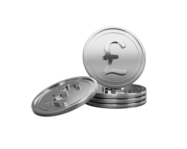 Gümüş Sterlin madeni paralar istiflenir ve İngiltere 'yi ve zenginliği temsil eder..