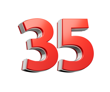 Kalın Kırmızı 35 numara Metalik Arkaplan 3D Görüntü