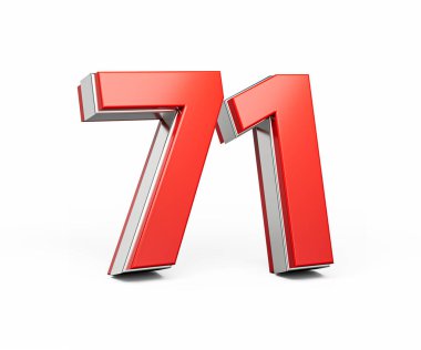 Kalın Kırmızı 71 numara Metalik Arkaplanda 3 boyutlu Görüntü