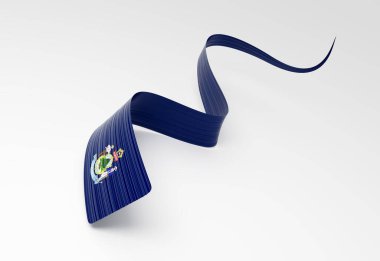 Maine eyaleti bayrağının akış kurdelesi olarak 3 boyutlu zarif sunumu. 3B illüstrasyon