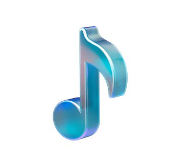 Müzik ve 3D İllüstrasyon 'u temsil eden, gradyan bir kapağı olan stilize edilmiş bir mavi nota simgesi.