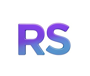 3D Parlak SC para birimi sembolü mor-mavi arasında pürüzsüz derinlik ve parlaklıkla, 3D Görüntü