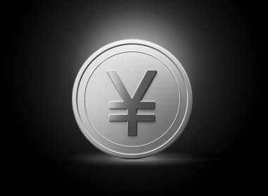 Gümüş Parlak Yuvarlak Japon Yen Parlak Gümüş Parlak Arkaplan 3D Görüntü