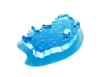 Güney Afrika 'nın Su Haritası Derin Okyanusta Eriyen Küresel Isınma Buzulu Mavi Su 3D Görüntü