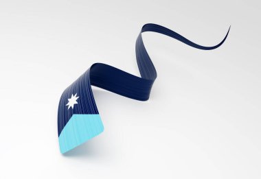 Minnesota eyaletinin yeni beyaz bayrak kurdelesinin dinamik 3D görüntüsü. 3B illüstrasyon