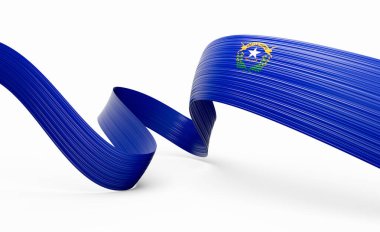 Canlı Nevada eyaletinin beyaz bayrak şeridi. Vatanseverlik. 3B illüstrasyon